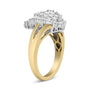Anillo de cóctel bailarina con diamantes redondos y talla baguette de 1 ct. p.t. en oro amarillo y blanco de 14K, foto 4