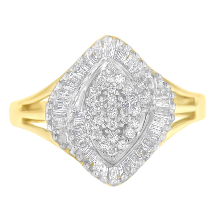 Anillo de cóctel con diamantes de 1/2 ct. p.t. en oro amarillo de 10K, color J-K, claridad I2-I3, foto 5