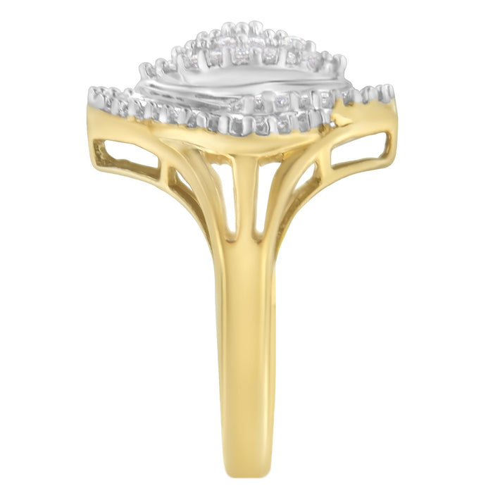 Anillo de cóctel con diamantes de 1/2 ct. p.t. en oro amarillo de 10K, color J-K, claridad I2-I3, foto 6