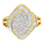 Anillo de racimo con diamantes de 3/4 ct. p.t. en oro amarillo de 10K, color J-K, claridad I2-I3, foto 1
