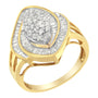 Anillo de racimo con diamantes de 3/4 ct. p.t. en oro amarillo de 10K, color J-K, claridad I2-I3, foto 2