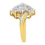 Anillo de racimo con diamantes redondos y talla baguette de 1 1/10 ct. p.t. en oro amarillo de 10K, foto 6