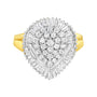 1 Ct. T.W. Round and Baguette-Cut Diamond Oval-Shaped Cluster Ring in 10K Yellow Gold, photo 1