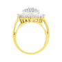1 Ct. T.W. Round and Baguette-Cut Diamond Oval-Shaped Cluster Ring in 10K Yellow Gold, photo 2