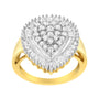 1 Ct. T.W. Round and Baguette-Cut Diamond Oval-Shaped Cluster Ring in 10K Yellow Gold, photo 4