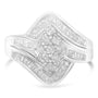 Anillo bypass de racimo con diamantes de 1 ct. p.t. en oro blanco de 10K, foto 4