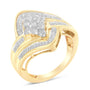 Anillo bypass de racimo con diamantes de 1 ct. p.t. en oro amarillo de 10K, color I-J, claridad I2-I3, foto 1