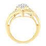 Anillo bypass de racimo con diamantes de 1 ct. p.t. en oro amarillo de 10K, color I-J, claridad I2-I3, foto 2