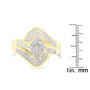 Anillo bypass de racimo con diamantes de 1 ct. p.t. en oro amarillo de 10K, color I-J, claridad I2-I3, foto 7