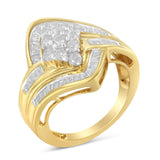 1 Ct. T.W. Diamond Bypass Cluster Ring in 10K Yellow Gold over Sterling Silver