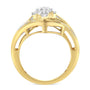 Anillo de racimo cruzado con diamantes de 1 ct. p.t. en oro amarillo de 10K sobre plata de ley, color I-J, claridad I2-I3, foto 2
