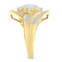 Anillo de racimo cruzado con diamantes de 1 ct. p.t. en oro amarillo de 10K sobre plata de ley, color I-J, claridad I2-I3, foto 6