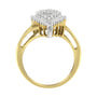 Anillo de pera con diamantes redondos y baguette de 1/2 ct. p.t. en oro amarillo de 10K, foto 5