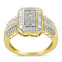 1 Ct. T.W. Round and Baguette-Cut Diamond Cocktail Ring in 10K Yellow Gold, photo 4