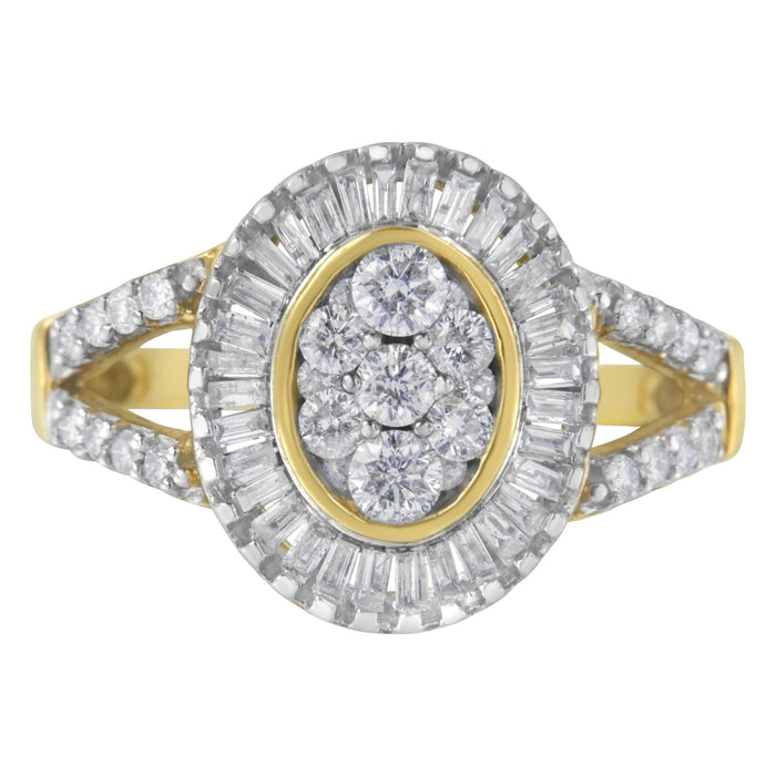 Anillo de cóctel con diamantes de 1 ct. p.t. en oro amarillo de 10K, color H-I, claridad SI2-I1, foto 1