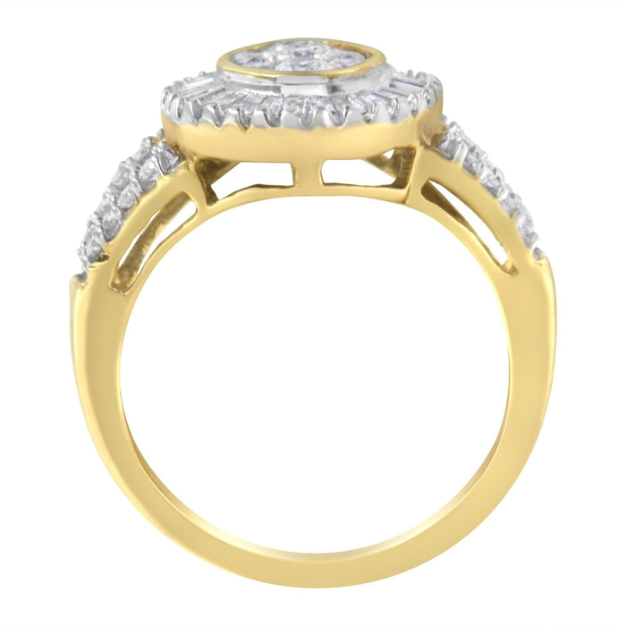 Anillo de cóctel con diamantes de 1 ct. p.t. en oro amarillo de 10K, color H-I, claridad SI2-I1, foto 3