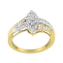 Anillo de racimo con forma de marquesa y brazo dividido con diamantes de 1/2 ct. p.t. en oro amarillo y blanco de 10K, foto 2