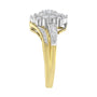 Anillo de racimo con forma de marquesa y brazo dividido con diamantes de 1/2 ct. p.t. en oro amarillo y blanco de 10K, foto 5