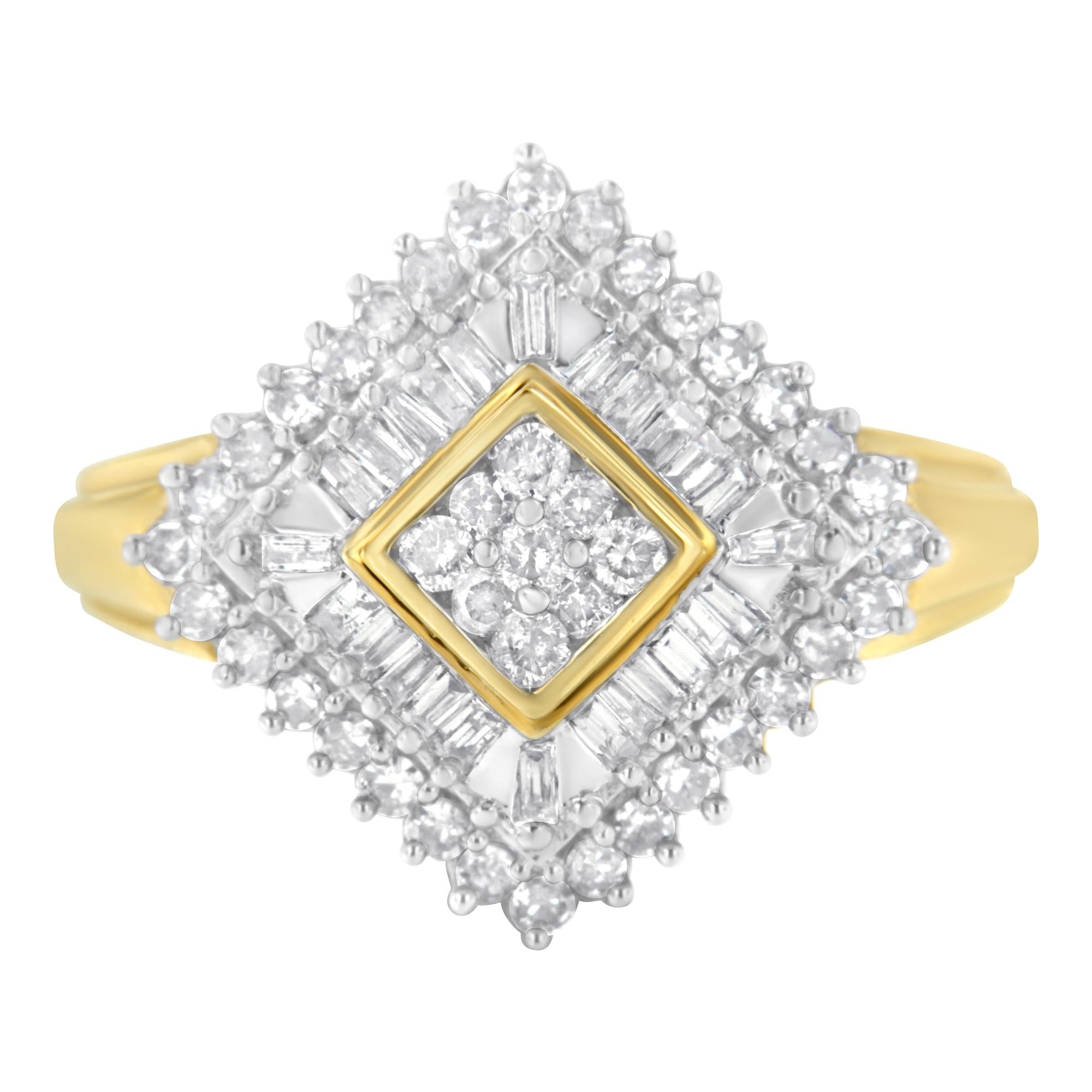 Anillo estilo bailarina con diamantes de 1 ct. p.t. en oro amarillo de 10K, foto 1