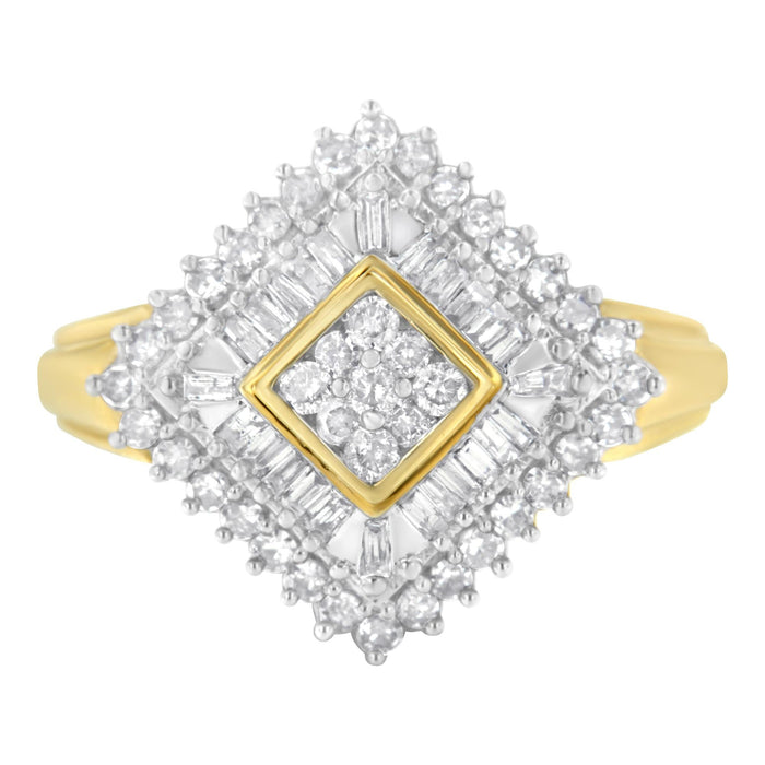 Anillo estilo bailarina con diamantes de 1 ct. p.t. en oro amarillo de 10K, foto 1