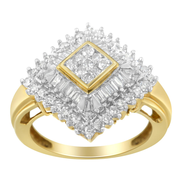 Anillo estilo bailarina con diamantes de 1 ct. p.t. en oro amarillo de 10K, foto 4