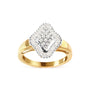 Anillo con cabeza de rombo y halo con diamantes redondos y talla baguette de 1/2 ct. p.t. en oro amarillo de 10K, foto 1