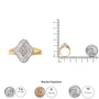 Anillo con cabeza de rombo y halo con diamantes redondos y talla baguette de 1/2 ct. p.t. en oro amarillo de 10K, foto 6