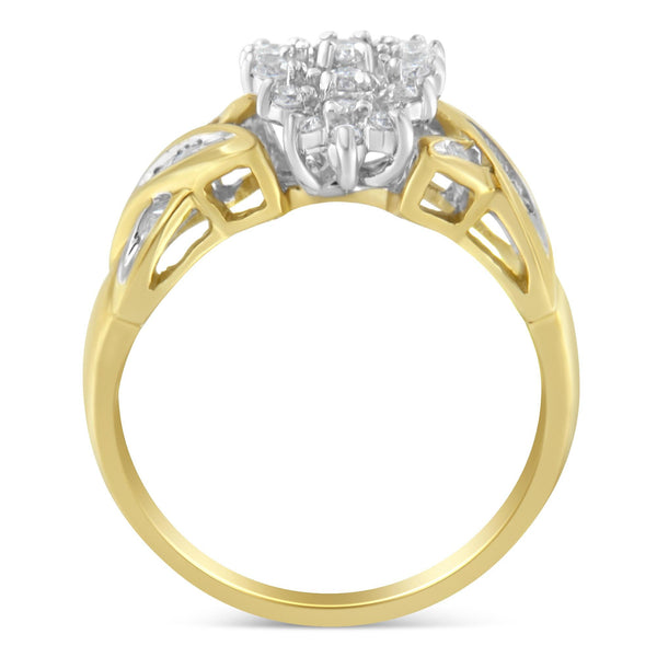 1/2 Ct. T.W. Round Baguette Diamond Cluster Ring in 10K Two-Tone Gold, photo 2