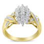 Anillo de racimo con diamantes redondos baguette de 1/2 ct. p.t. en oro de dos tonos de 10K, foto 4