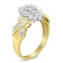Anillo de racimo con diamantes redondos baguette de 1/2 ct. p.t. en oro de dos tonos de 10K, foto 5