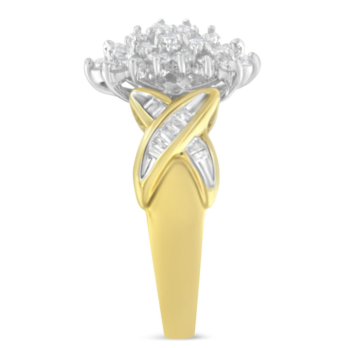 1/2 Ct. T.W. Round and Baguette-Cut Diamond Ring in 10K Yellow Gold, photo 6