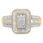 Anillo de racimo con diamantes redondos y talla baguette de 1 ct. p.t. en oro amarillo de 10K, foto 1