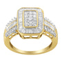 Anillo de racimo con diamantes redondos y talla baguette de 1 ct. p.t. en oro amarillo de 10K, foto 4