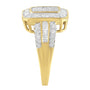 Anillo de racimo con diamantes redondos y talla baguette de 1 ct. p.t. en oro amarillo de 10K, foto 6