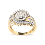 Anillo de banda en remolino de racimo con diamantes redondos y baguette de 1 ct. p.t. en oro amarillo de 10K, foto 1
