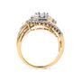 Anillo de banda en remolino de racimo con diamantes redondos y baguette de 1 ct. p.t. en oro amarillo de 10K, foto 2