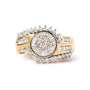 Anillo de banda en remolino de racimo con diamantes redondos y baguette de 1 ct. p.t. en oro amarillo de 10K, foto 5