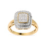 Anillo de cabeza en racimo y halo con diamantes redondos y de talla princesa de 1/2 ct. p.t. en oro amarillo de 10K, foto 1