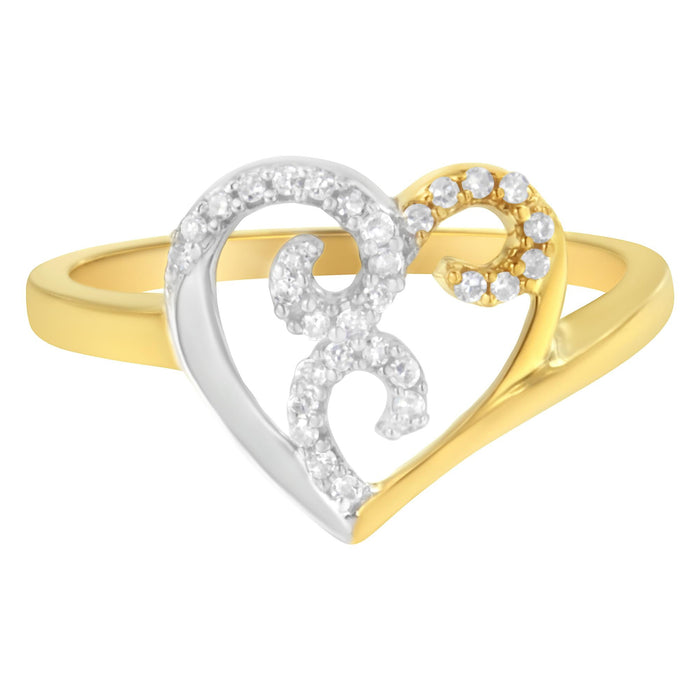 Anillo de racimo en forma de corazón con diamantes de 1/6 ct. p.t. en oro de dos tonos de 10K, foto 1
