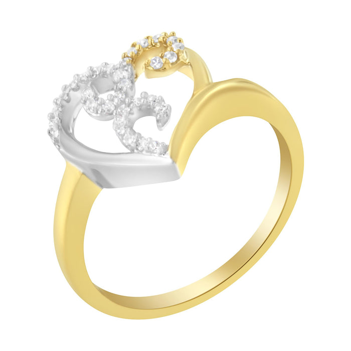 Anillo de racimo en forma de corazón con diamantes de 1/6 ct. p.t. en oro de dos tonos de 10K, foto 4