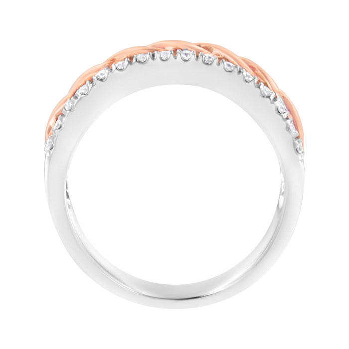 Anillo de banda de brazo dividido y cinta de infinito con diamantes de 1/3 ct. p.t. en oro blanco y rosa de 10K, foto 5