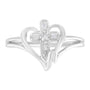 Anillo de promesa de cruz y corazón calado con detalle de diamante en oro blanco de 10K, foto 1