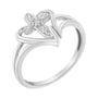 Anillo de promesa de cruz y corazón calado con detalle de diamante en oro blanco de 10K, foto 4