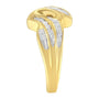 Anillo bypass de doble aro de canal con diamantes redondos y baguette de 3/4 ct. p.t. en oro amarillo de 10K, foto 6