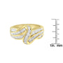 Anillo bypass de doble aro de canal con diamantes redondos y baguette de 3/4 ct. p.t. en oro amarillo de 10K, foto 7
