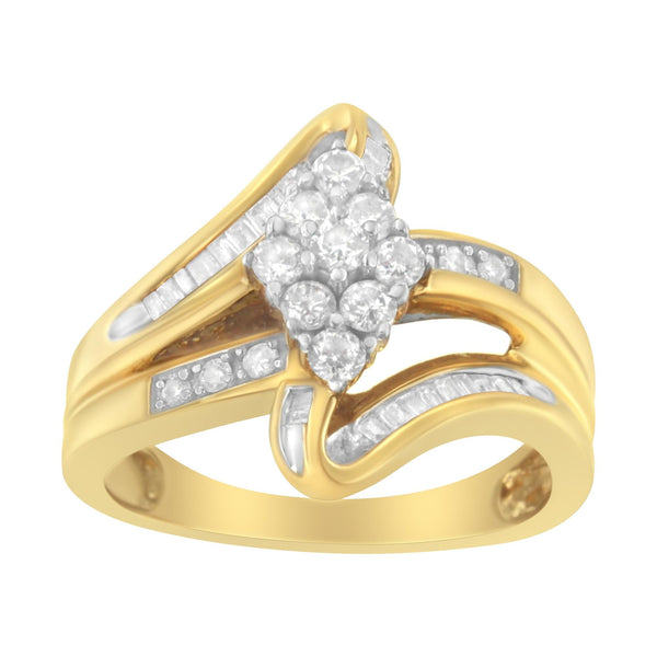 1/2 Ct. T.W. Diamond Cluster Cocktail Ring in 10K Yellow Gold, photo 2