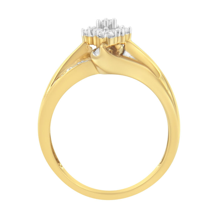 Anillo de cóctel de racimo con diamantes de 1/2 ct. p.t. en oro amarillo de 10K, foto 5