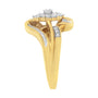 Anillo de cóctel de racimo con diamantes de 1/2 ct. p.t. en oro amarillo de 10K, foto 6