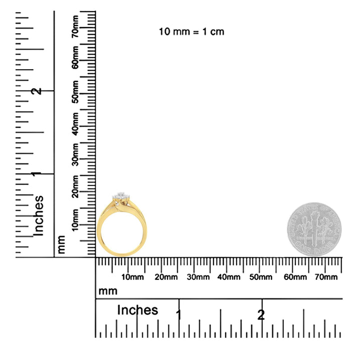 Anillo de cóctel de racimo con diamantes de 1/2 ct. p.t. en oro amarillo de 10K, foto 7