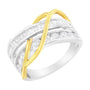 Anillo de banda bypass de canal con diamantes de 1 1/10 ct. p.t. en oro blanco y amarillo de 10K, foto 4